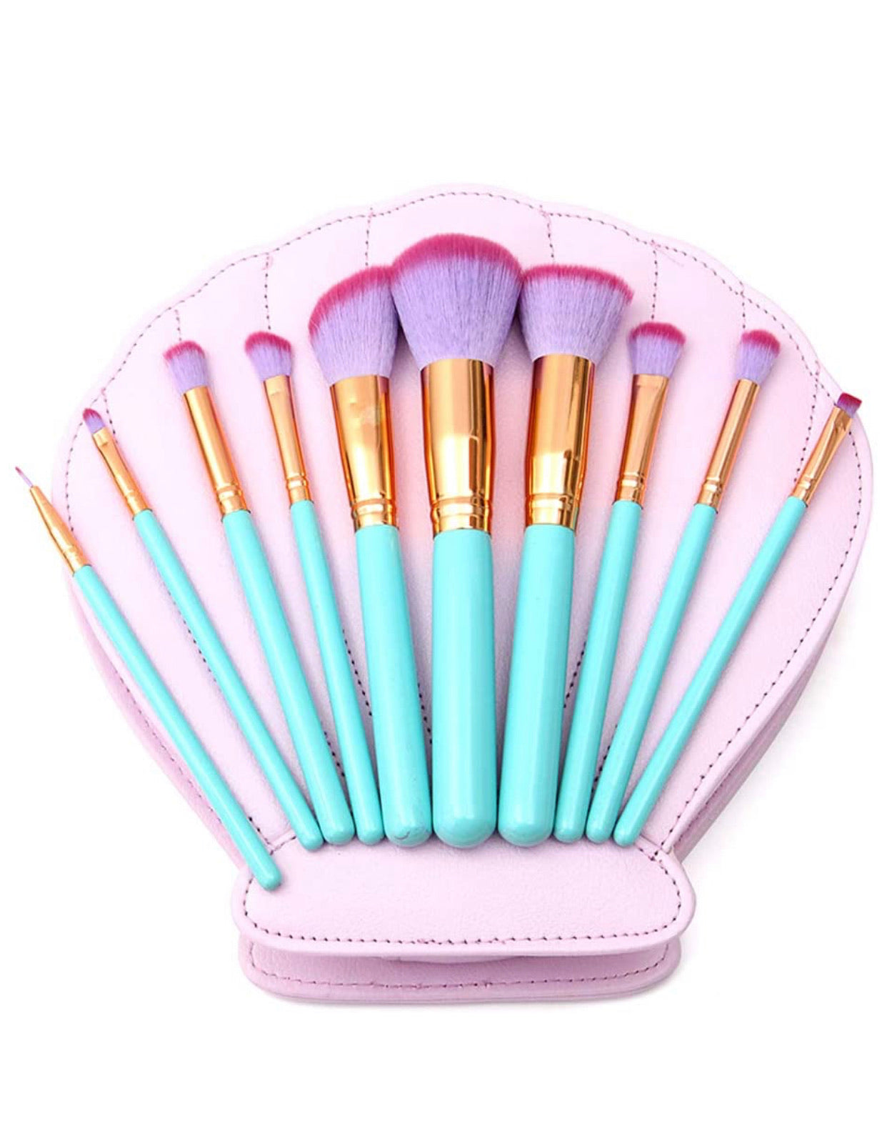 Estuche De Brochas Sirena Concha De Mar Rosa