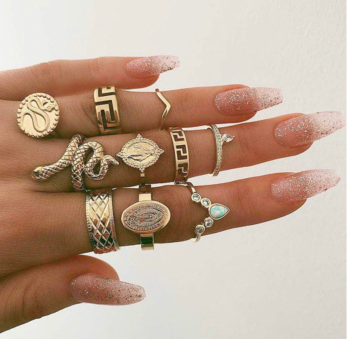 Set De Anillos Boho Medusa 10pcs
