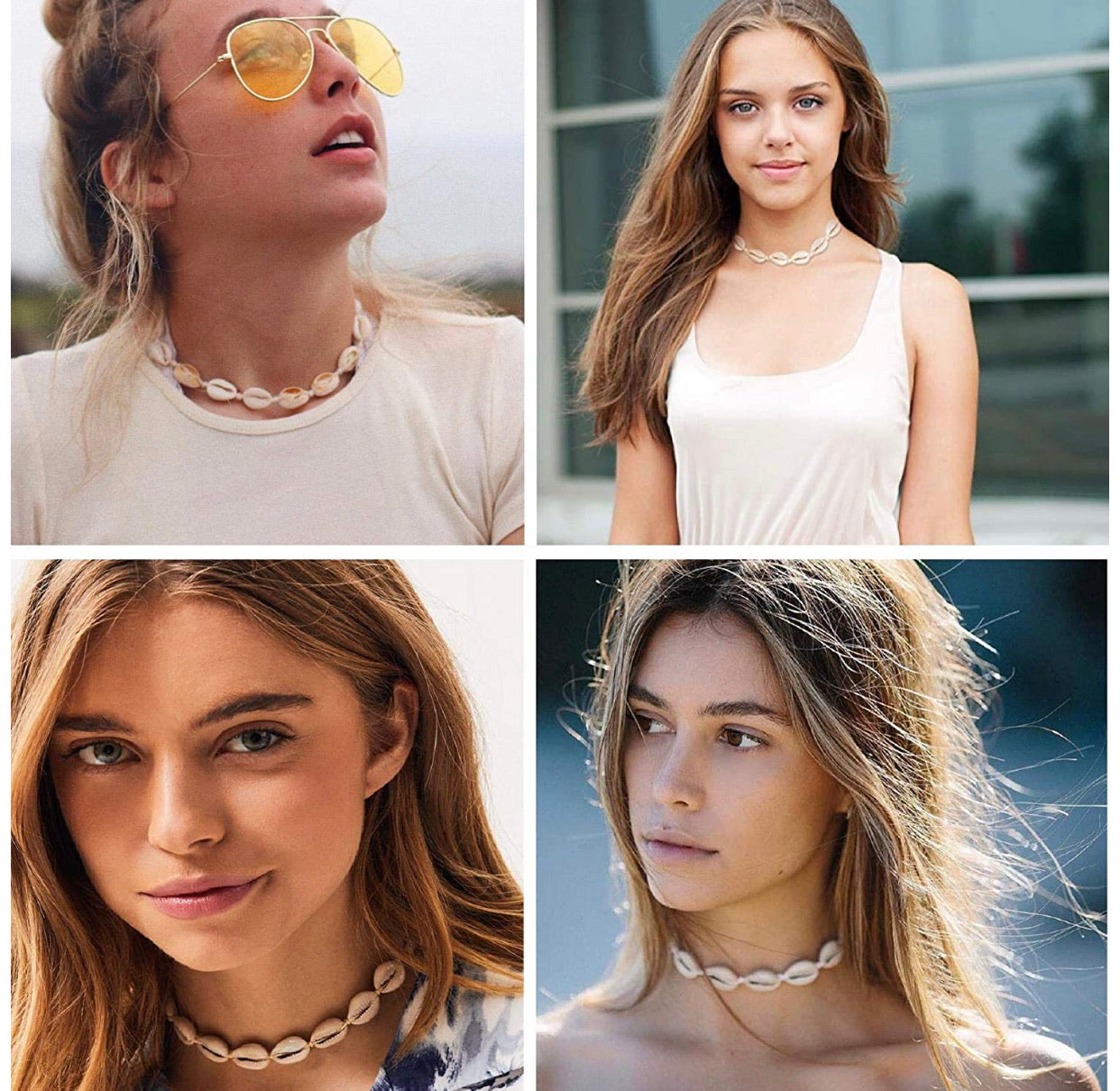 Set De Collar Concha De Mar Tobillera Aretes