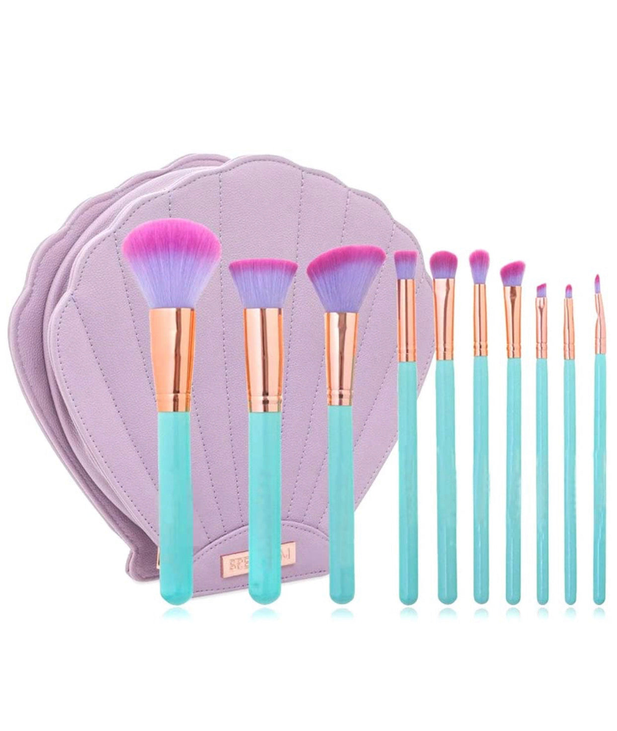 Estuche De Brochas Sirena Concha De Mar Rosa