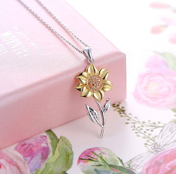 Collar Girasol Plata Dorado .925