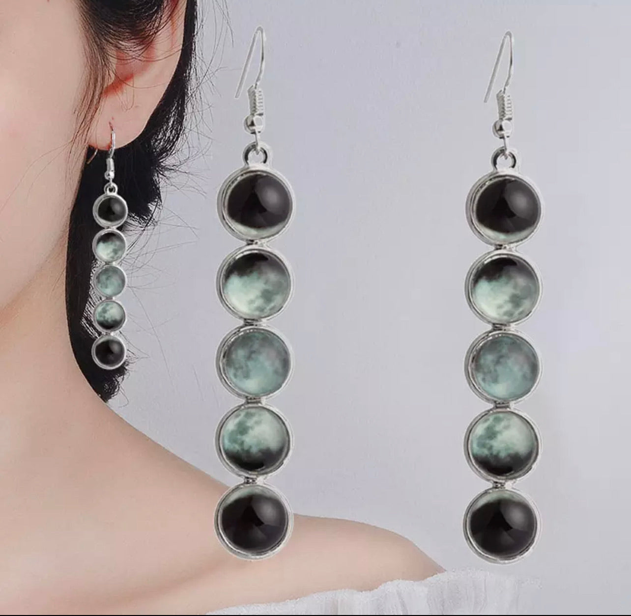 Aretes Luna Fase Lunar Brilla Obscuridad