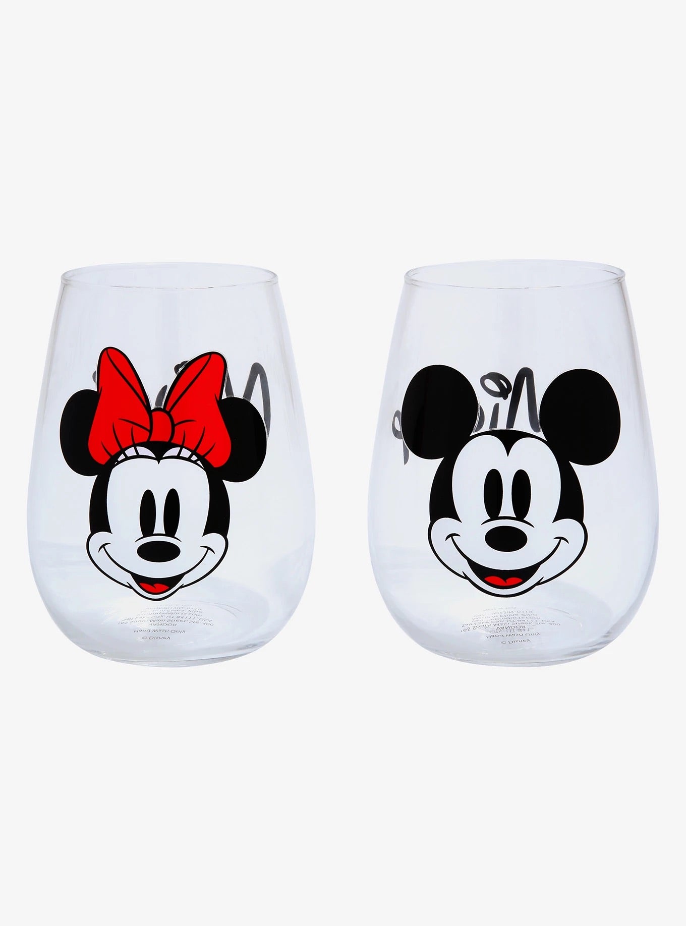 Mickey Mouse Y Minnie Mouse Set De Vasos Vidrio