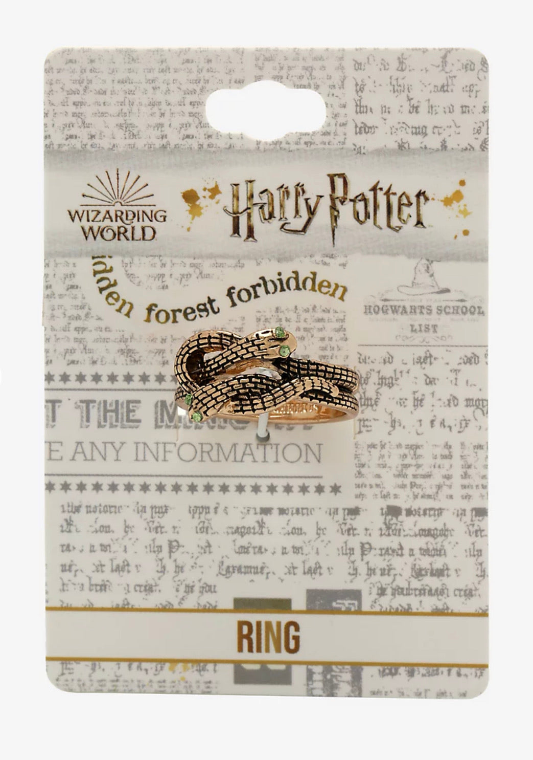 Harry Potter Slytherin Anillo Serpiente Dorada