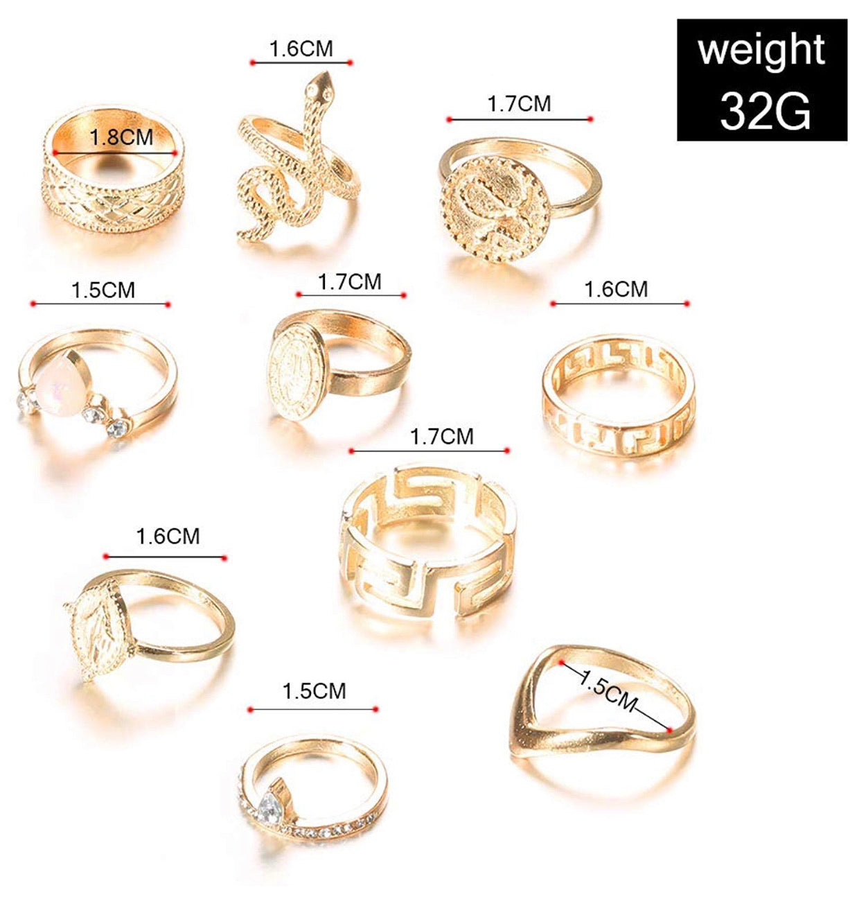 Set De Anillos Boho Medusa 10pcs