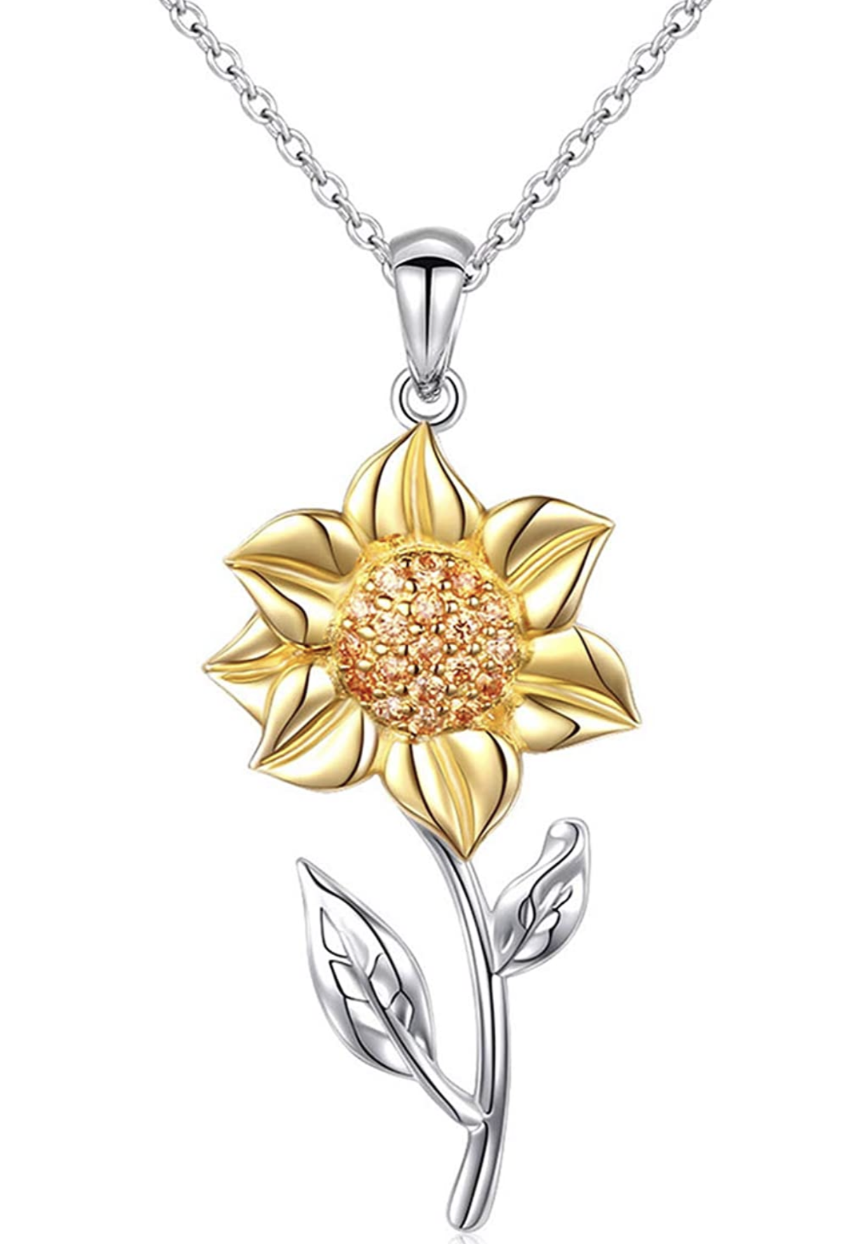 Collar Girasol Plata Dorado .925
