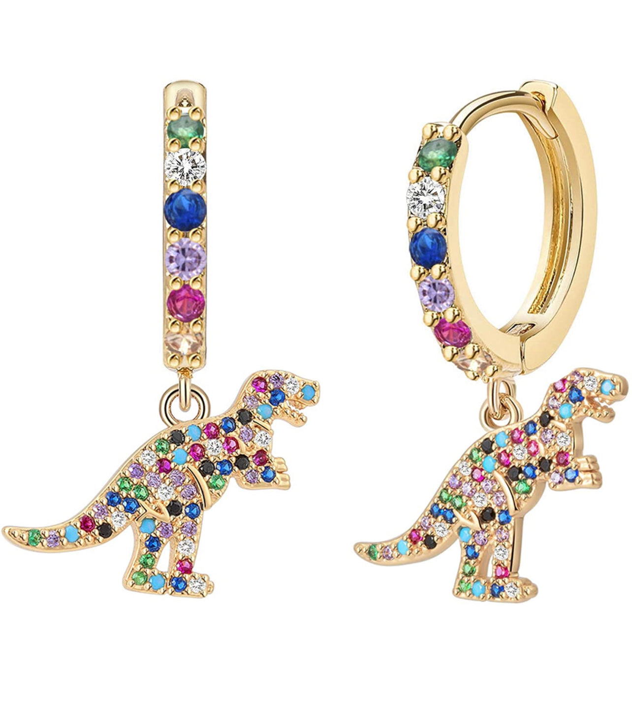 Dinosaurio Arcoíris Aretes Hoops