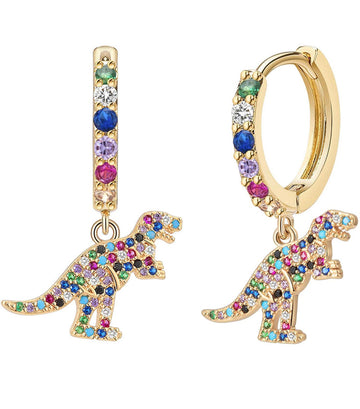 Dinosaurio Arcoíris Aretes Hoops