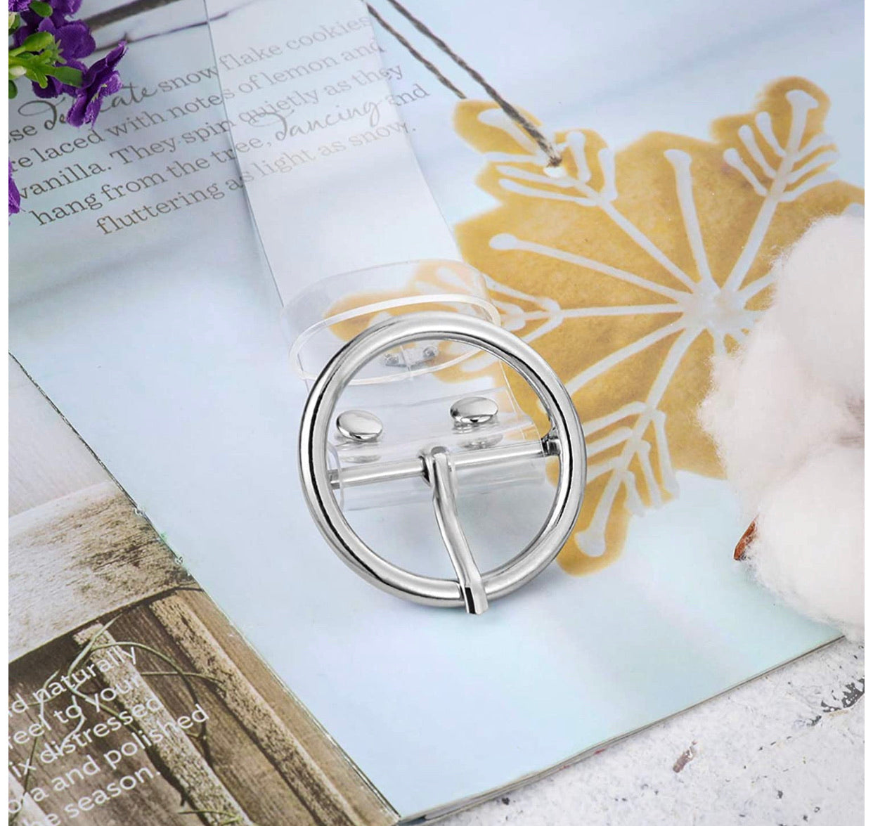 Cinturón Transparente Circular Plateado