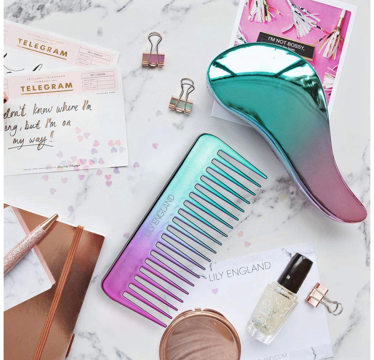 Set Para Desenredar Cabello Lily England Cabello Mojado, Seco y Chino