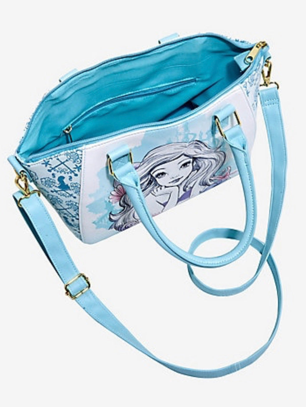 La Sirenita Bolso Azul Ariel Acuarela