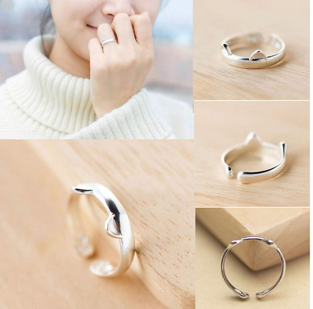 Anillo Gato Orejas Hacia Arriba