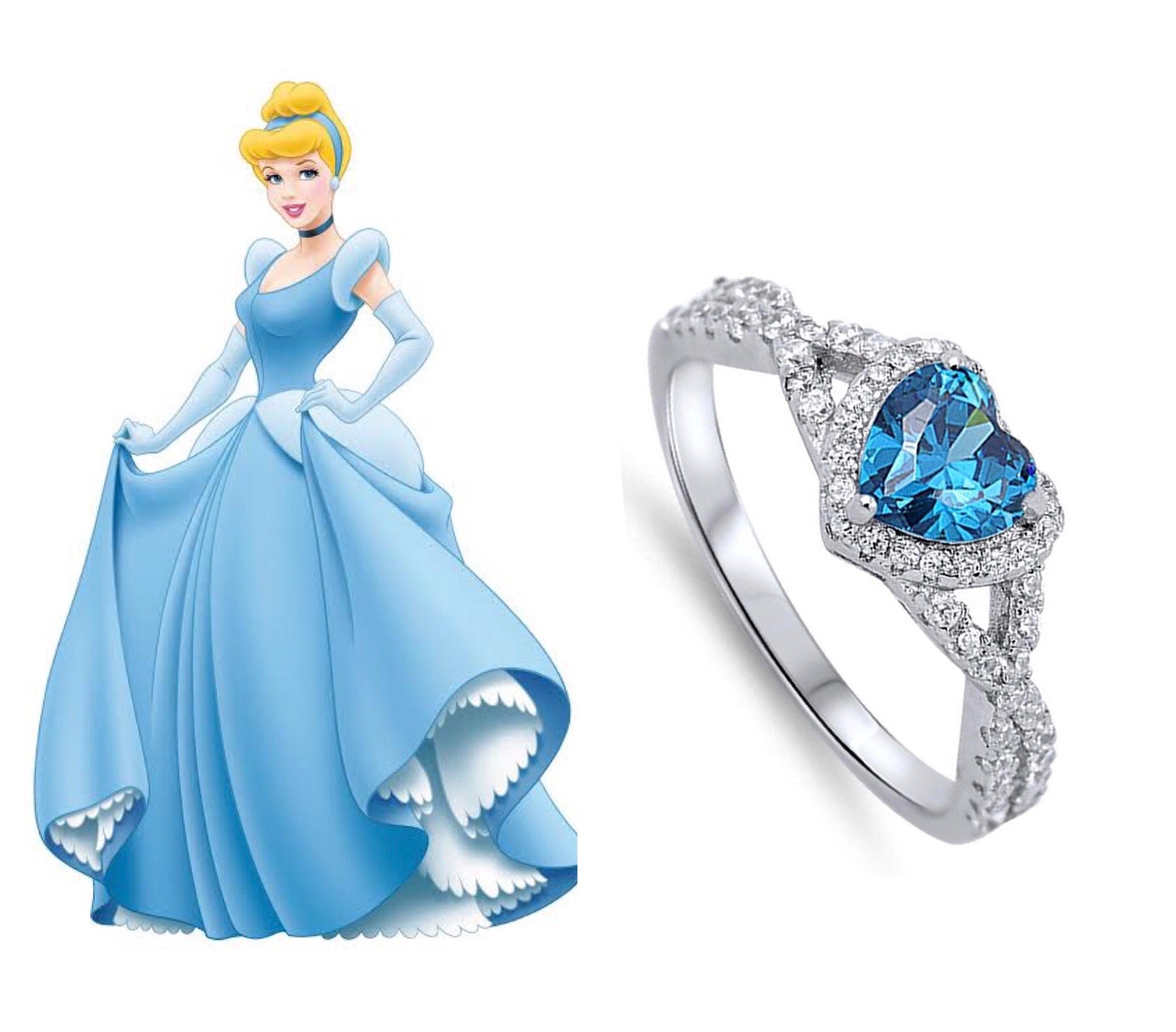 Cenicienta Anillo Princesa Corazon Azul