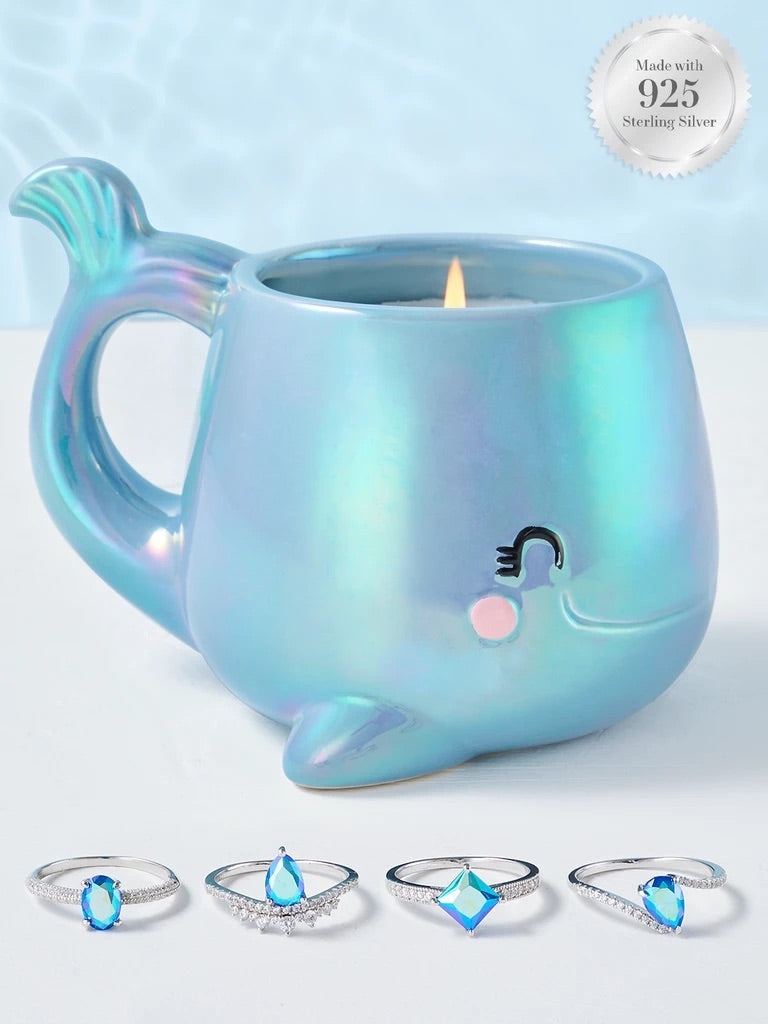 Vela Mágica Sorpresa Ballena Anillo Plata.925