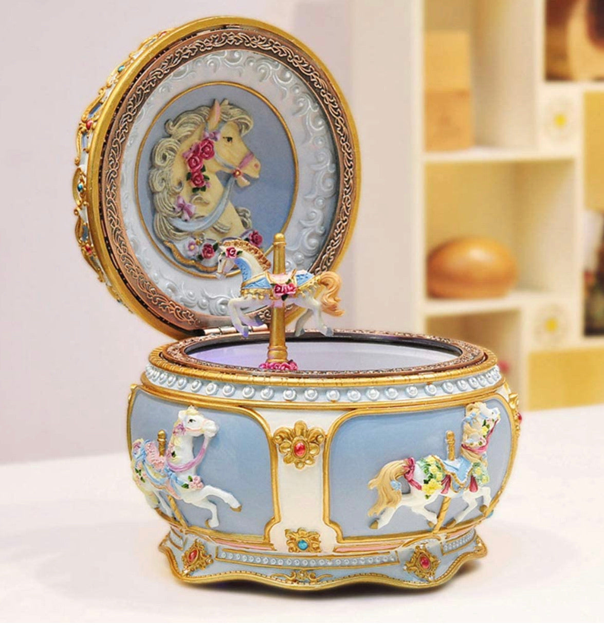 Caja Musical Vintage Caballito Joyero Carrusel