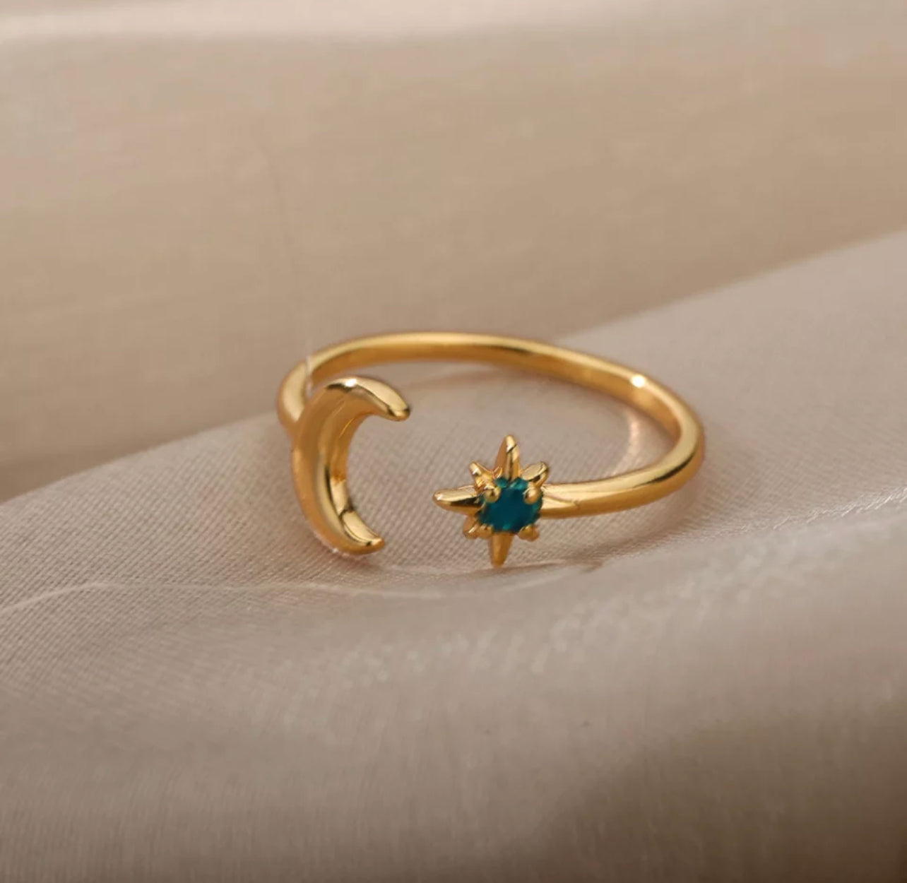 Anillo Luna Y Estrella Brilla Obscuridad