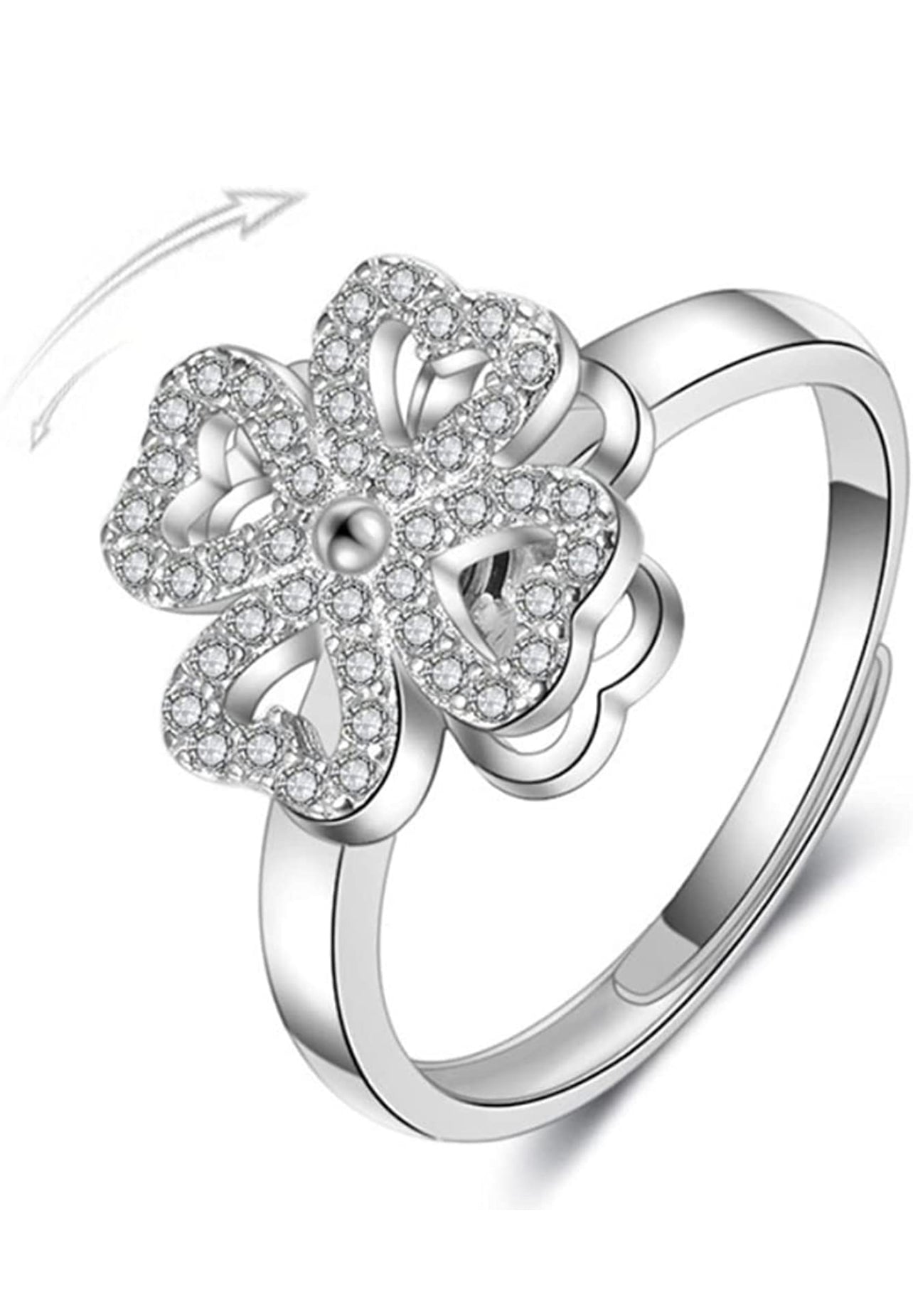 Anillo Trebol Giratorio Para Ansiedad