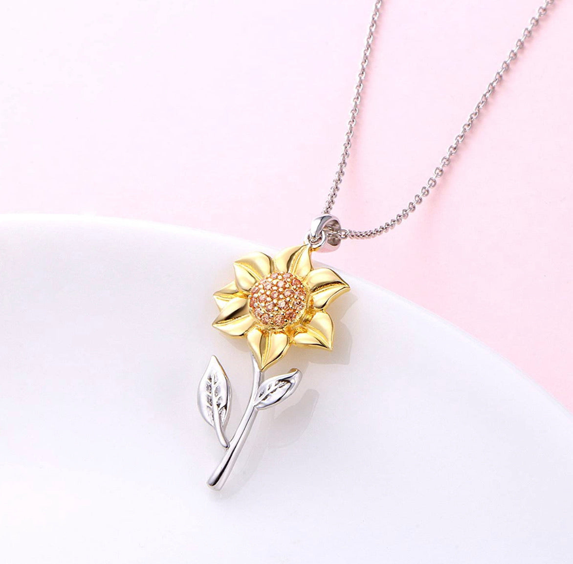 Collar Girasol Plata Dorado .925