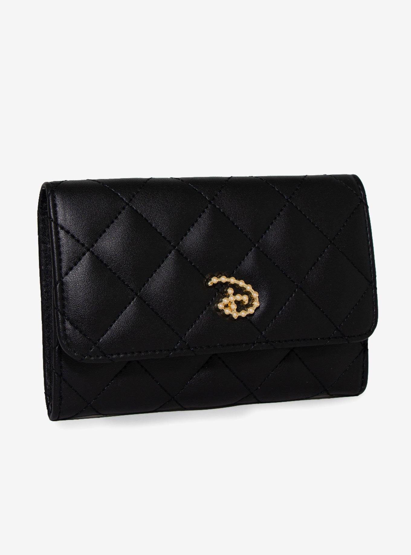 Cartera Logo Disney Elegante Negra Perlas