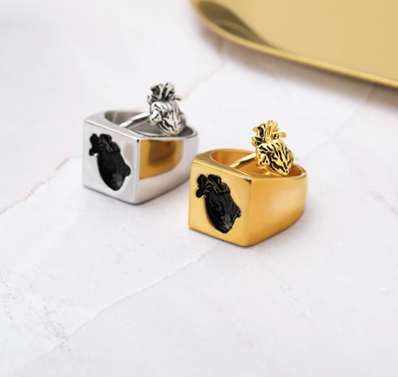 Set De Anillos Pareja Corazon Anatómico