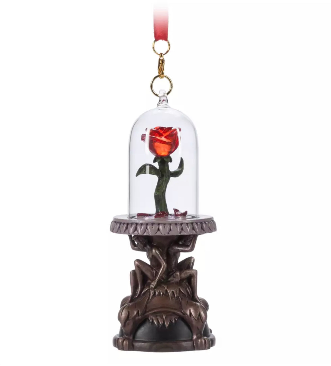 La Bella Y La Bestia Ornamento Navidad Arbolito Rosa Encantada