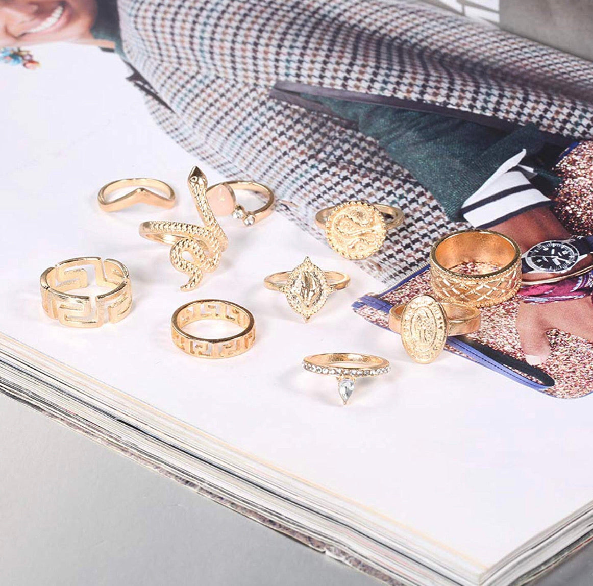 Set De Anillos Boho Medusa 10pcs