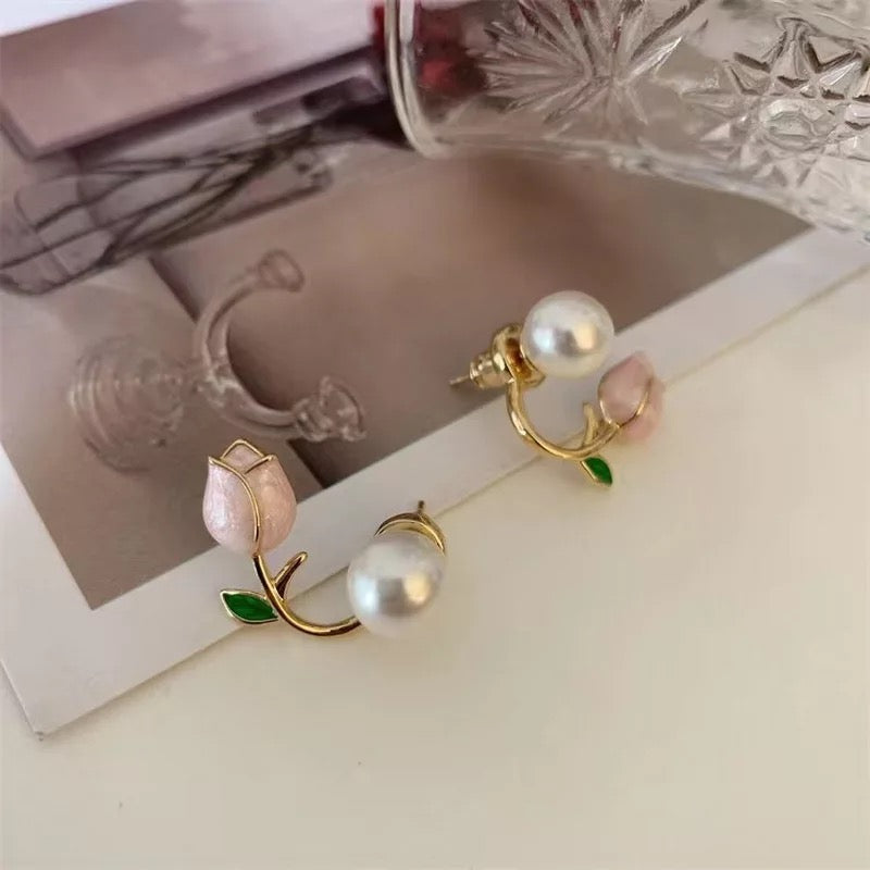 Tulipán Set De Aretes Con Perlas Pre Orden