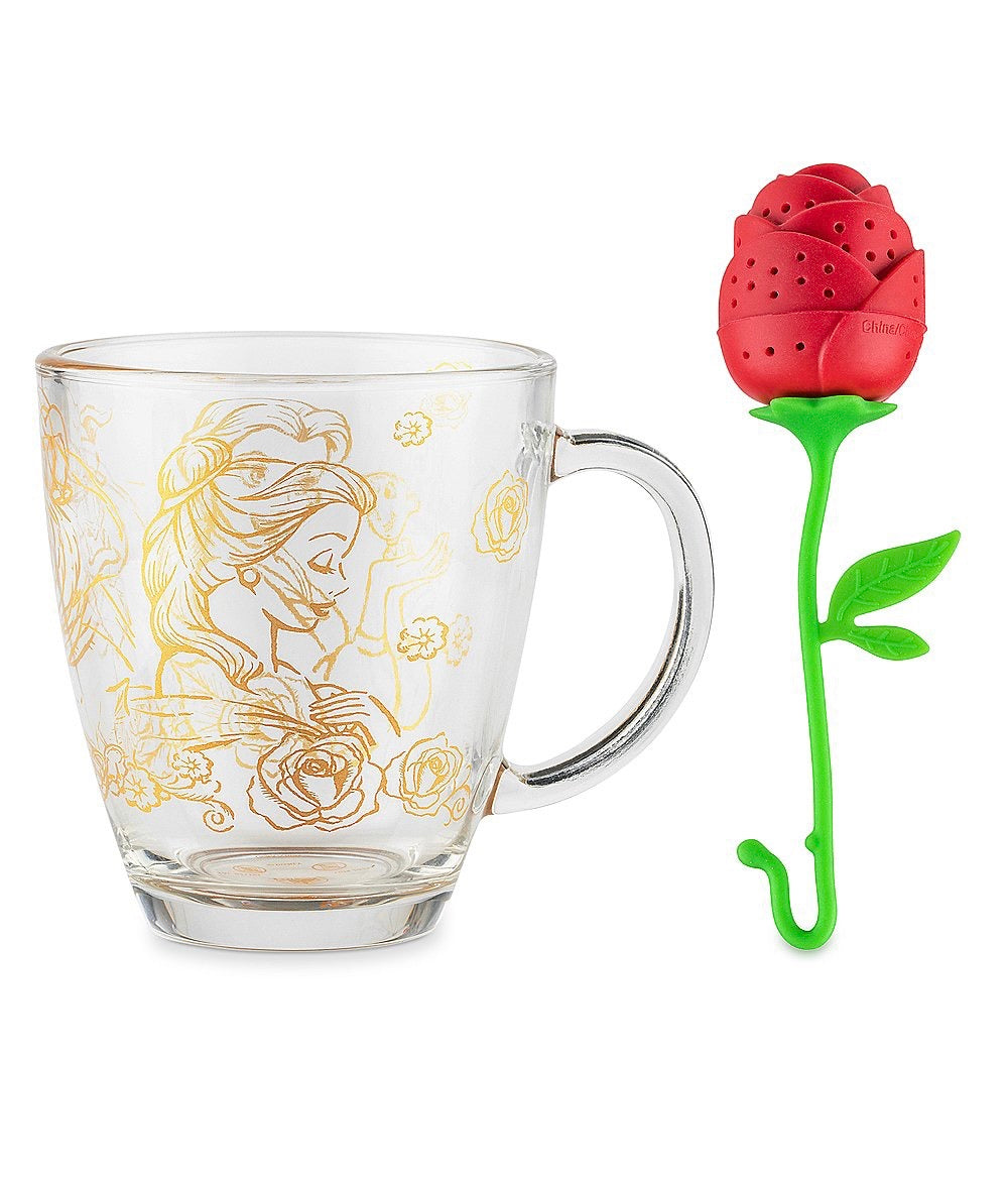 La Bella Y La Bestia Taza Con Rosa Infusor De Te