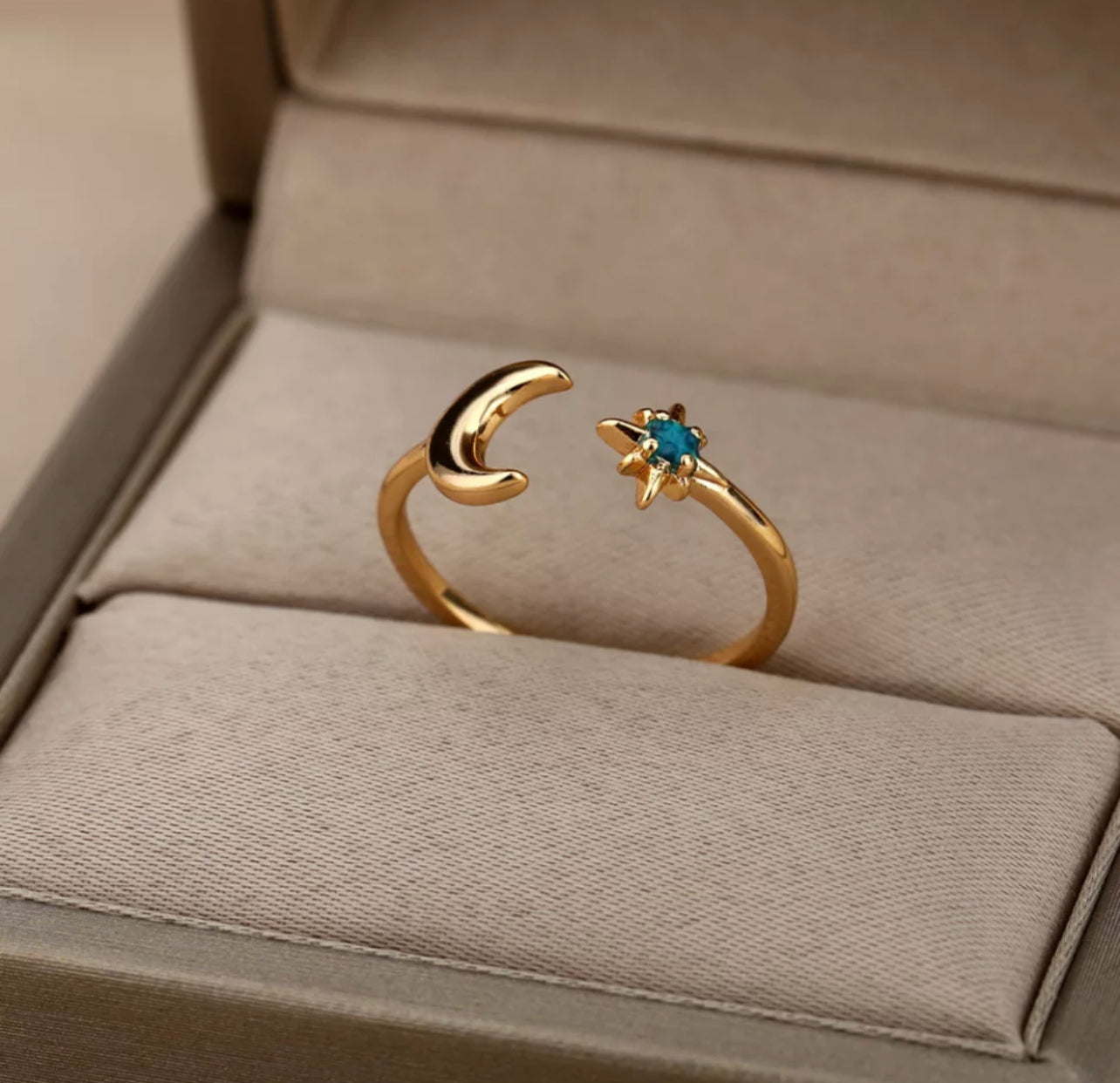 Anillo Luna Y Estrella Brilla Obscuridad