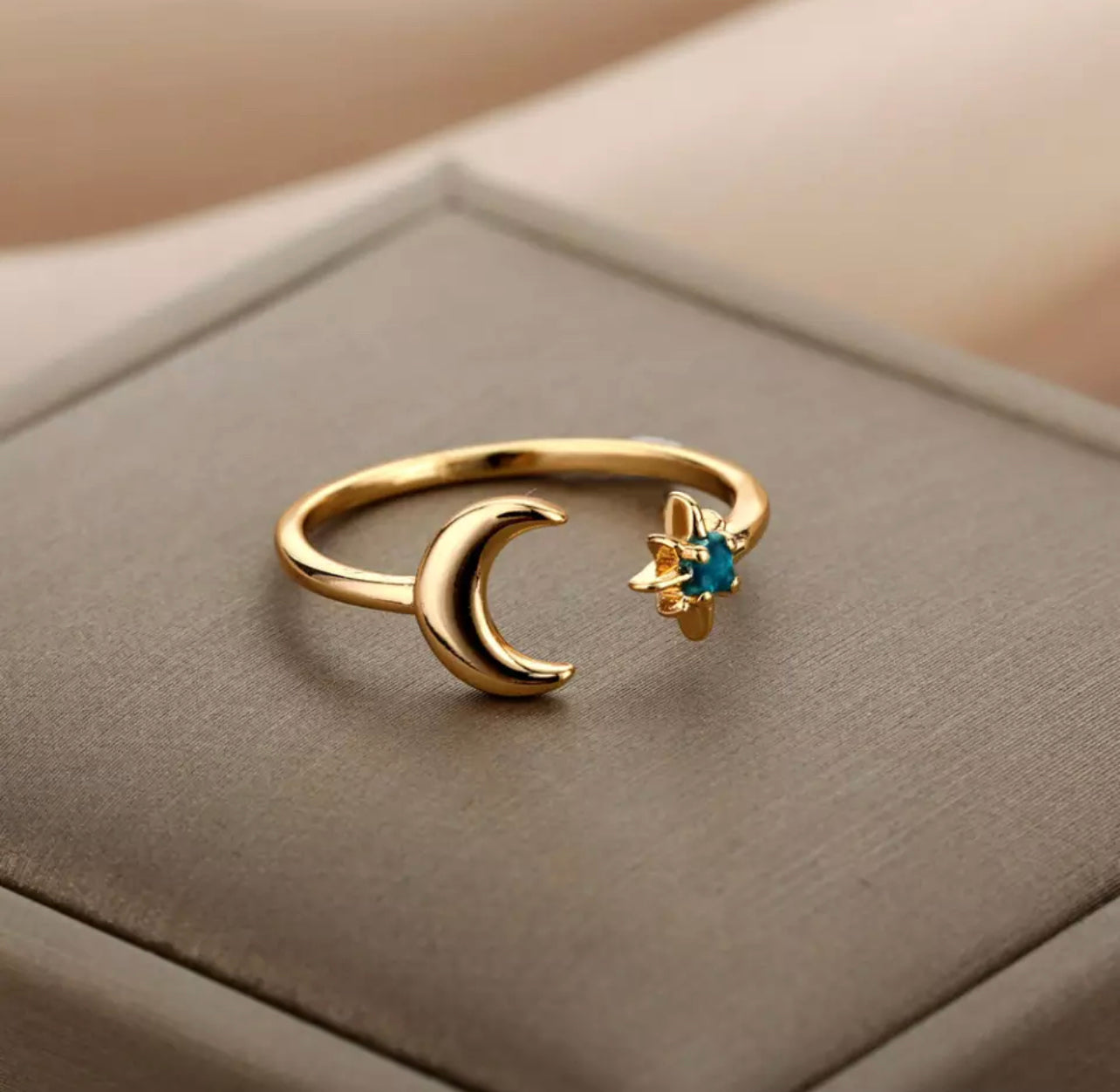 Anillo Luna Y Estrella Brilla Obscuridad