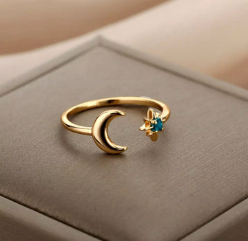 Anillo Luna Y Estrella Brilla Obscuridad