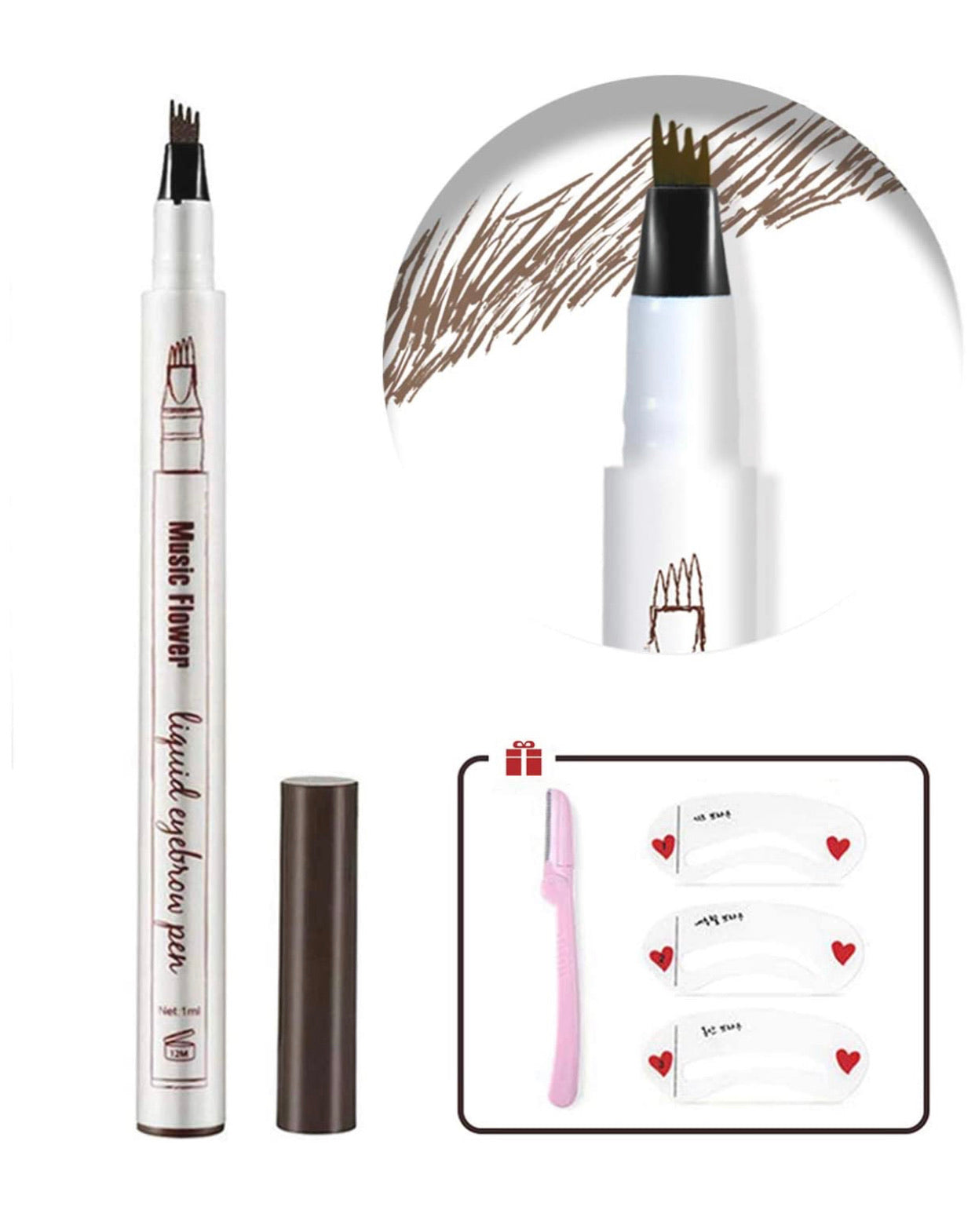 Lápiz Pluma Para Cejas Efecto Microblading Moon Kong