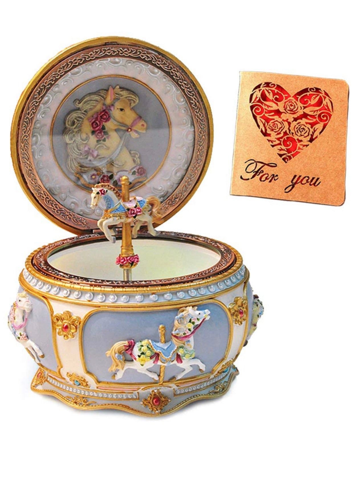 Caja Musical Vintage Caballito Joyero Carrusel