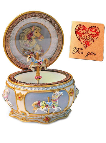 Caja Musical Vintage Caballito Joyero Carrusel