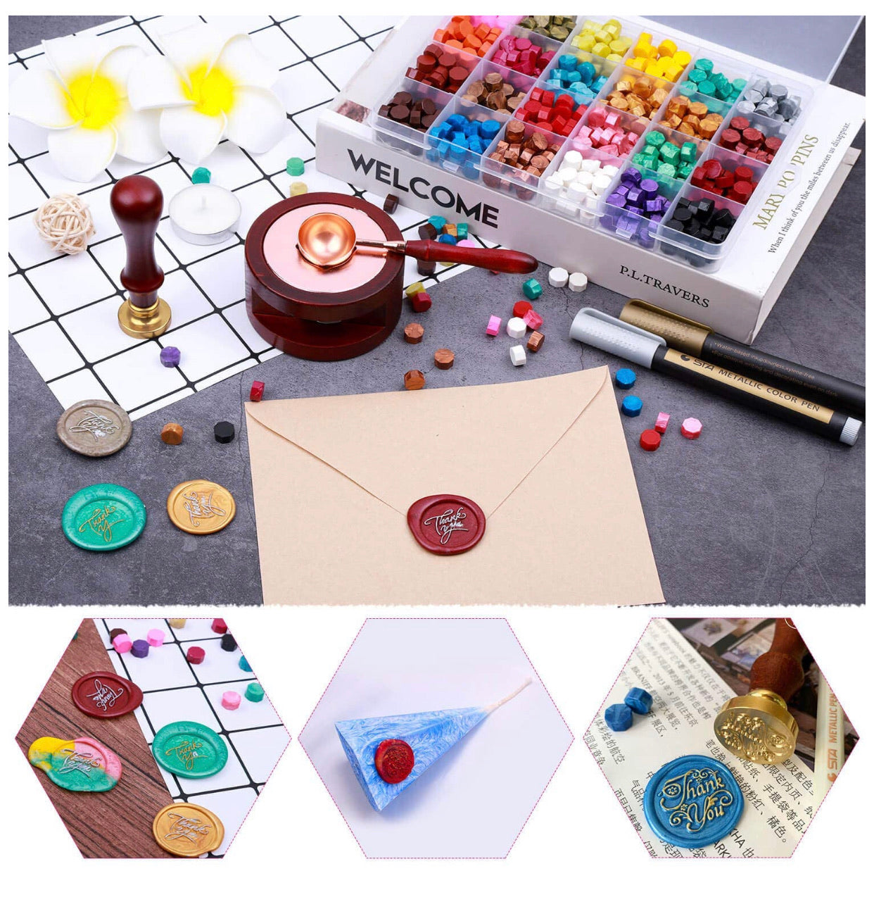 Set De Sellos Cera Colores