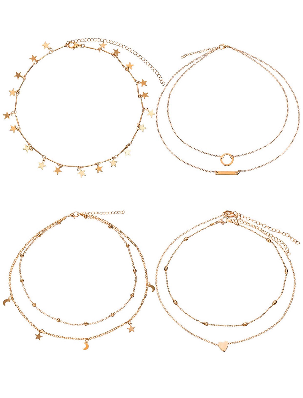 Set De Layers 4 Collares Estrella Luna