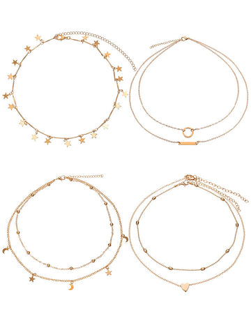 Set De Layers 4 Collares Estrella Luna