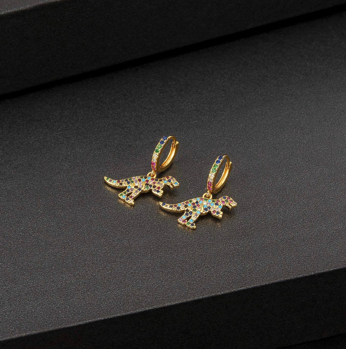 Dinosaurio Arcoíris Aretes Hoops