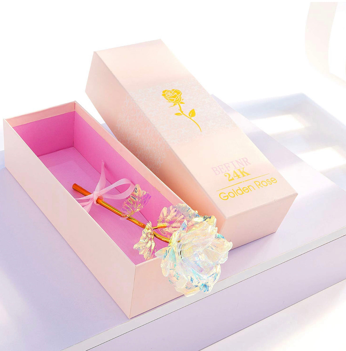 Rosa Cristal Arcoíris Tornasol