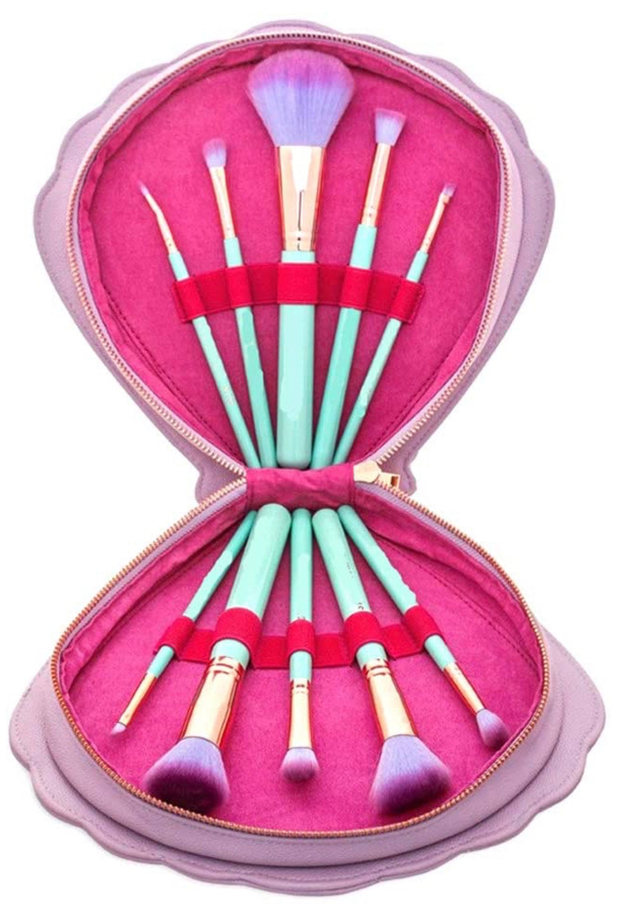 Estuche De Brochas Sirena Concha De Mar Rosa