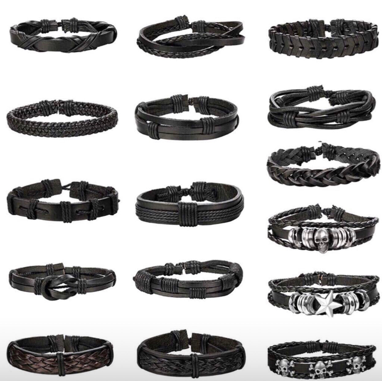Pulseras De Cuero Set 16 Piezas Brazaletes