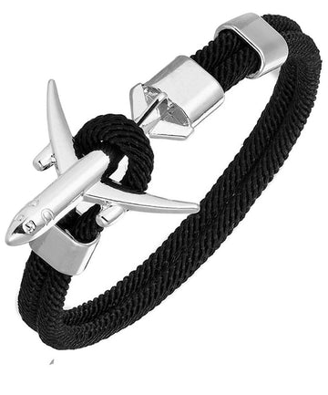 Brazalete Pulsera Avión Negro