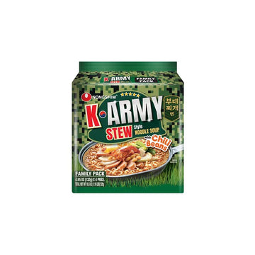 Nongshim K-Army Stew Budae Jjigae Chili Bean Ramyun Ramen Noodle Soup 4-Pack