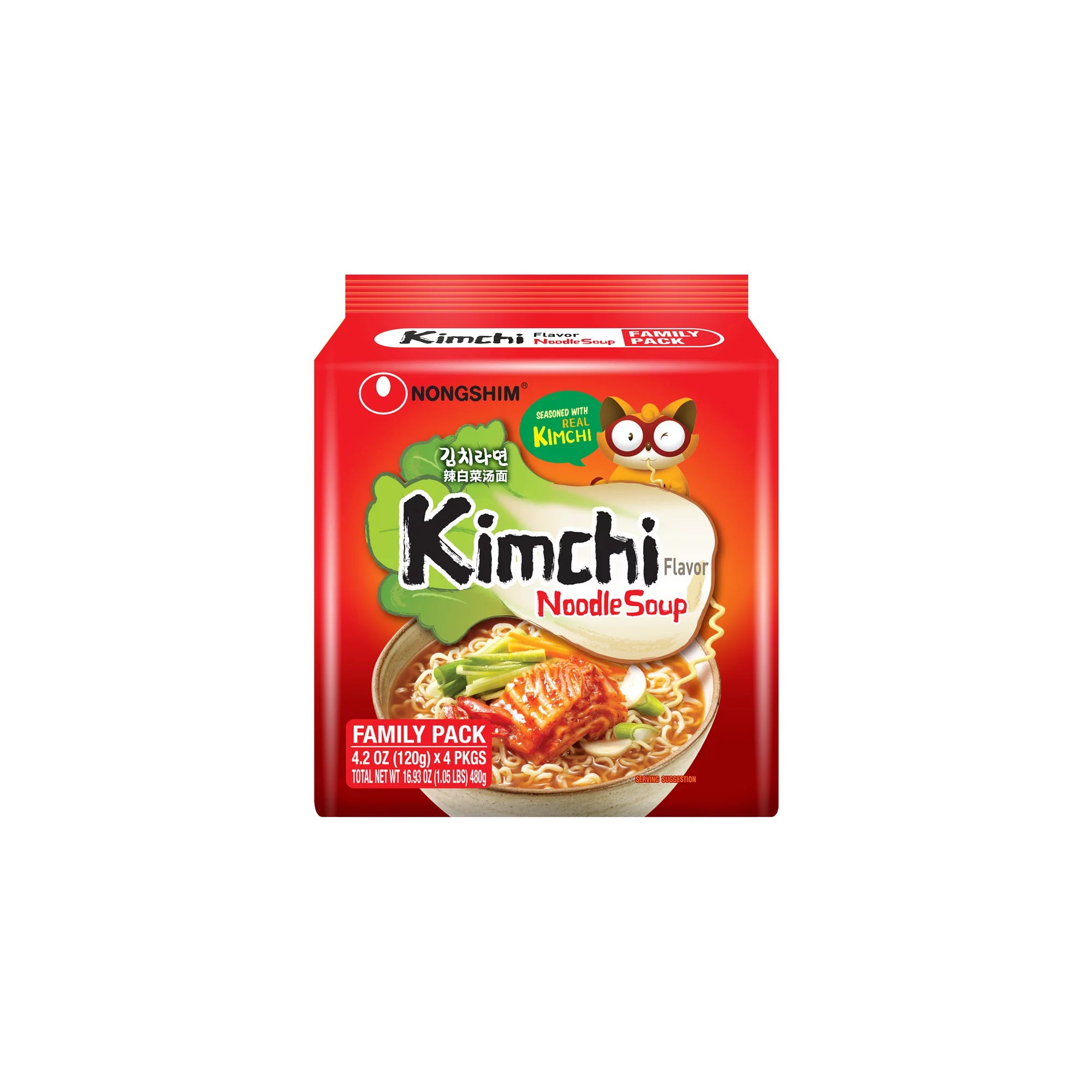 Nongshim Kimchi Spicy Red Chili Ramyun Ramen Noodle Soup Pack (4)