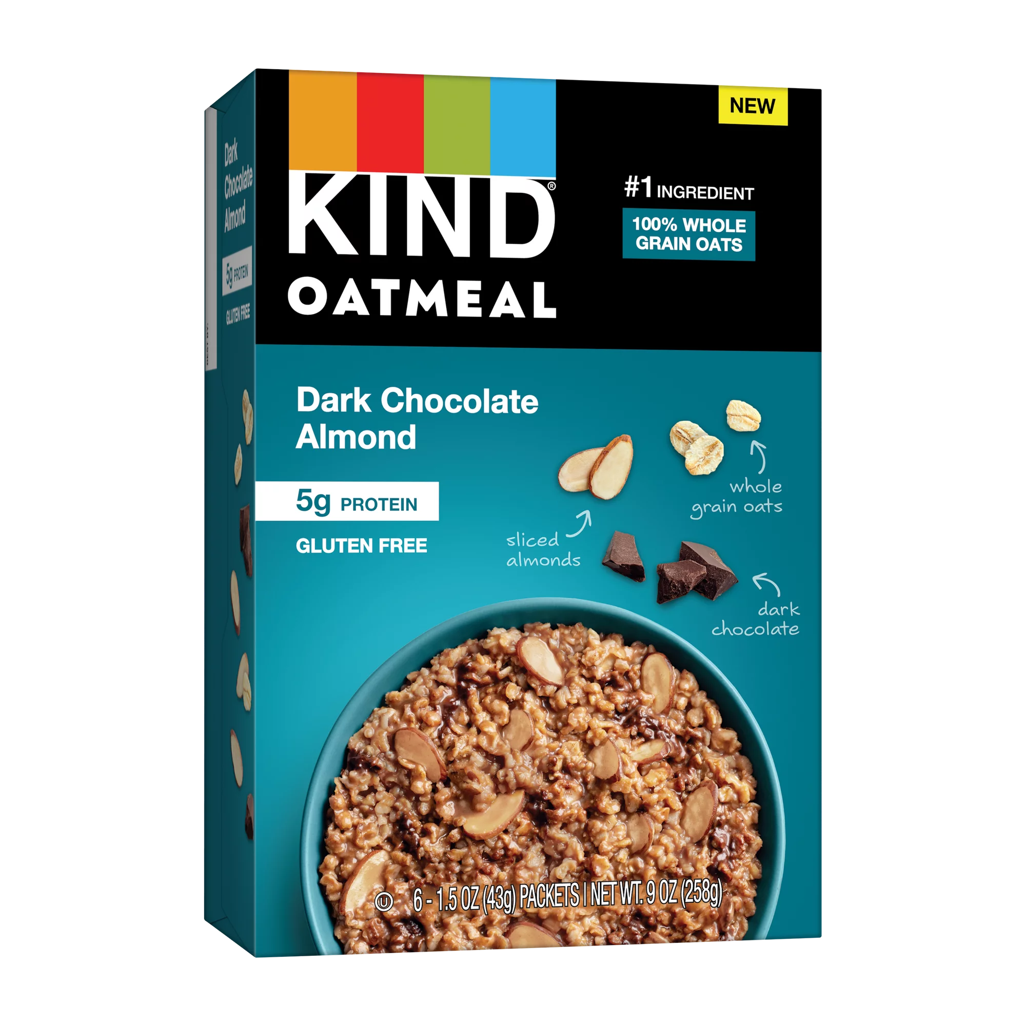 KIND Instant Oatmeal, Dark Chocolate Almond, Cont. 6