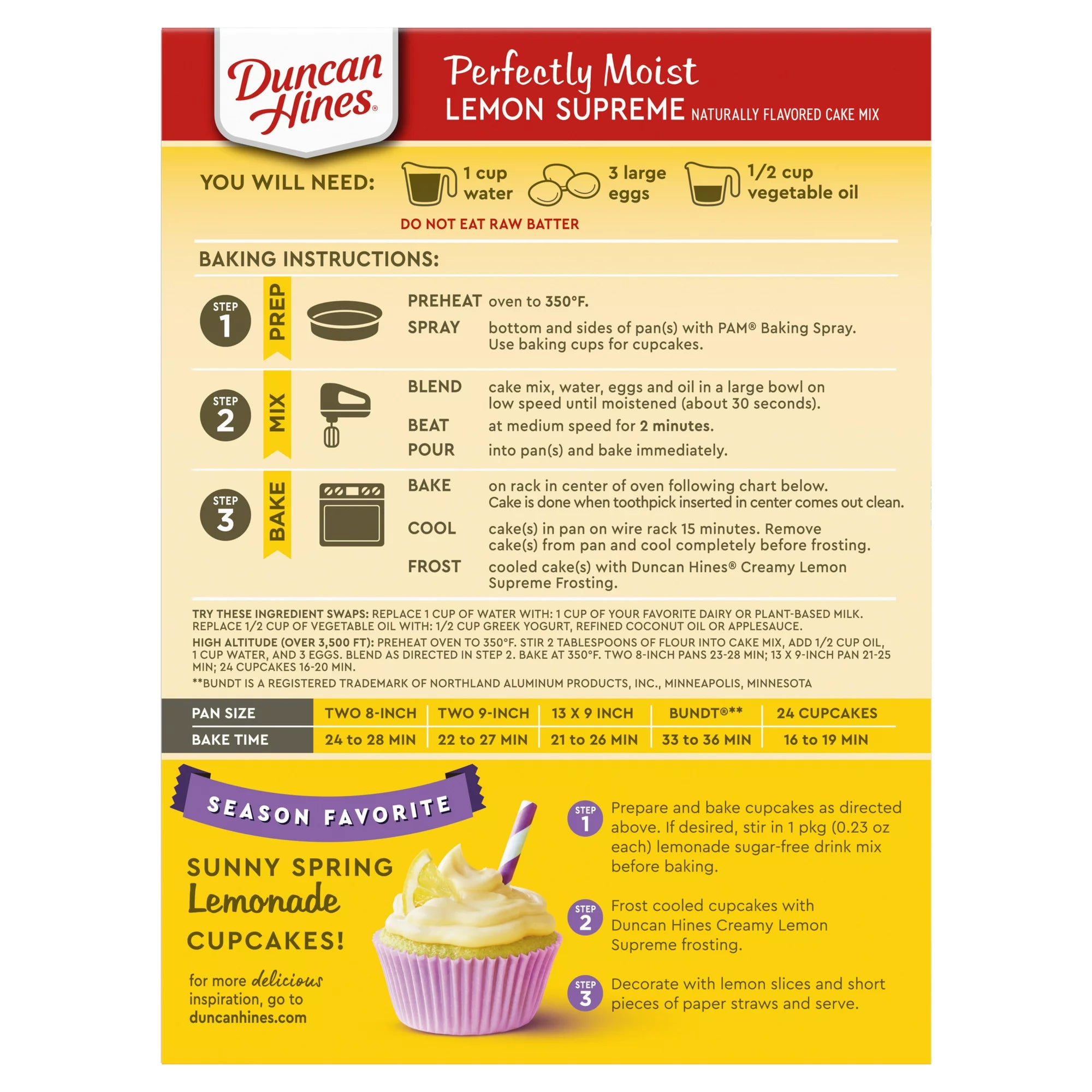 Duncan Hines Signature Perfectly Moist Lemon Supreme Cake Mix, 15.25 Oz