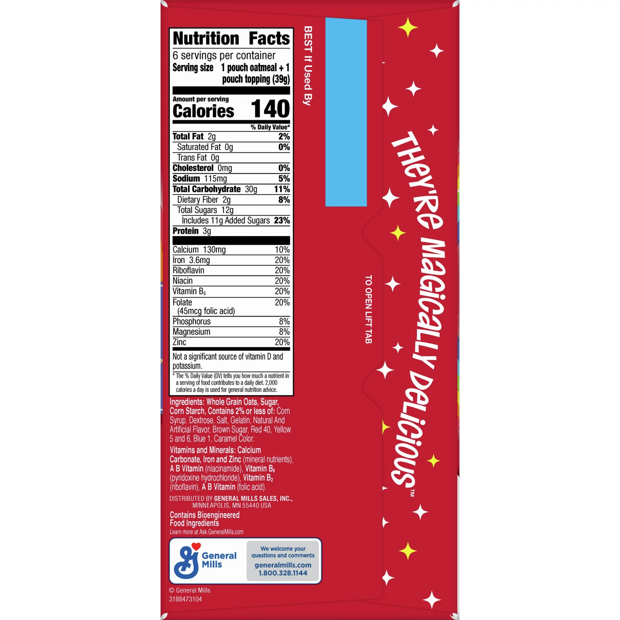 Lucky Charms Instant Oatmeal, 8.4 oz, Cont. 6