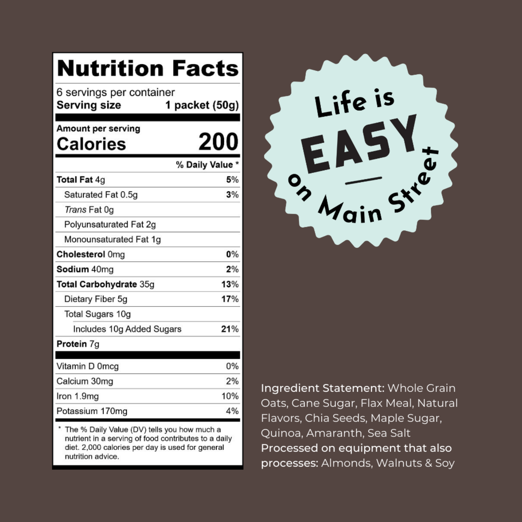 Bakery On Main, Instant Oatmeal, Gluten Free, Maple Multigrain Muffin, 1.75 Oz, Cont. 6