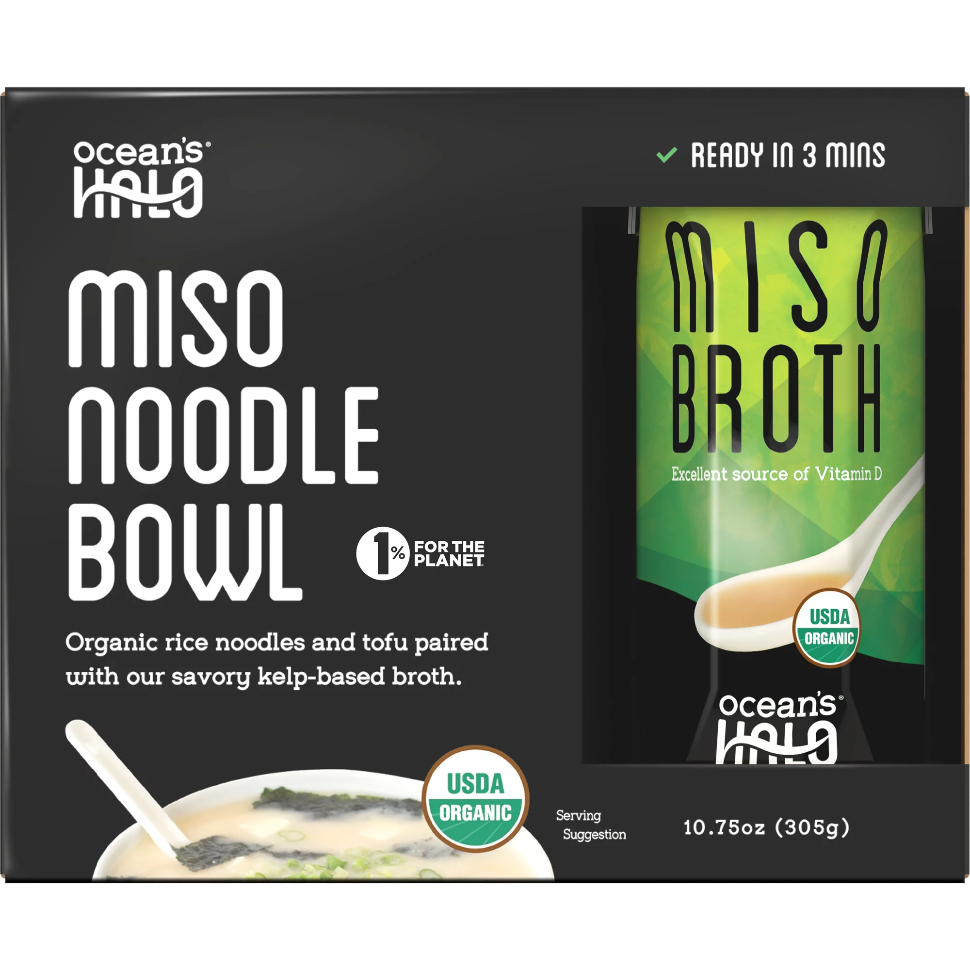 Ocean's Halo, Organic and Vegan Miso Noodle Bowl, Plant Based Meal