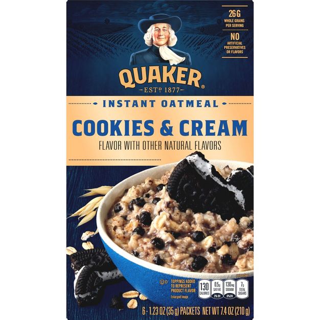 Quaker Instant Oatmeal Cookies & Cream - 12oz